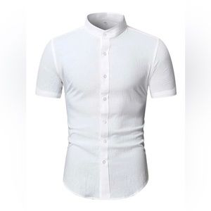 Men Mock Neck Button Up Shirt